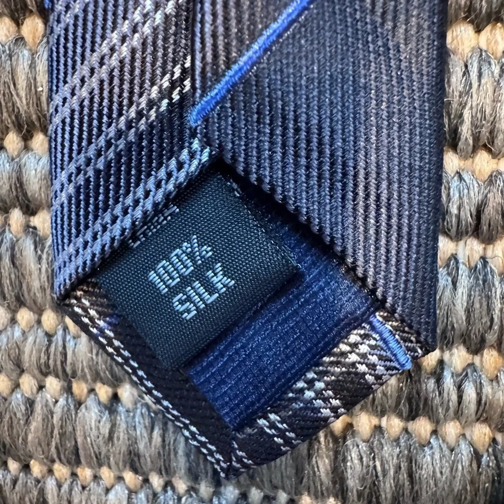 Michael Kors Elegant Silk Black and Blue Plaid Tie
